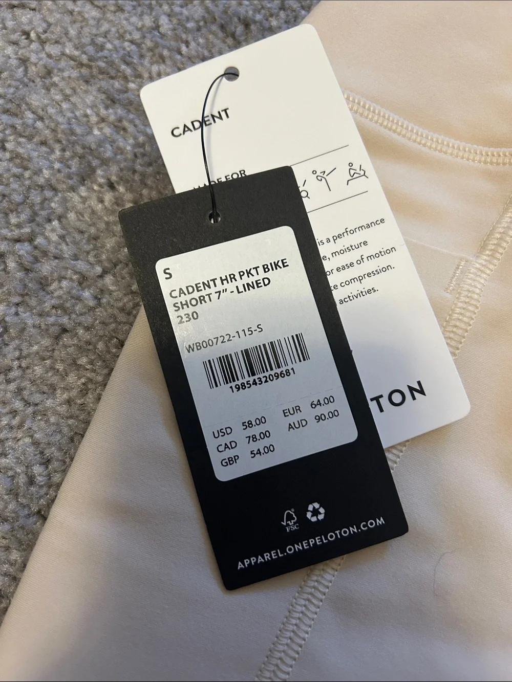 Peloton Oatmeal Cadent High-Rise Pocket Bike Shorts - Picture 3 of 3